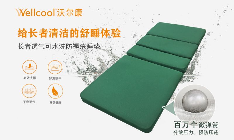 Breathable and washable anti-decubitus sleeping pad for the elderly-