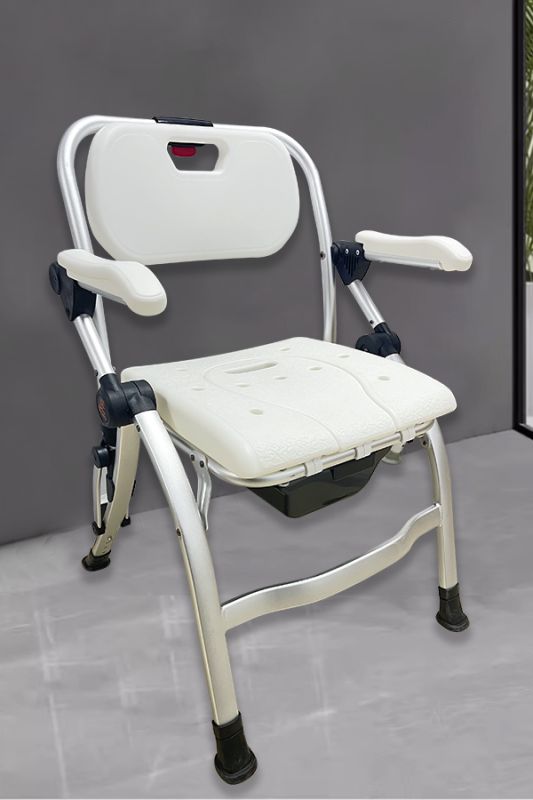 One button folding shower chair-